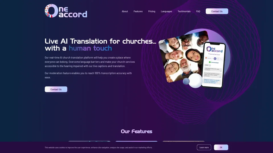 OneAccord - Live AI Church Translation (35+ languages)