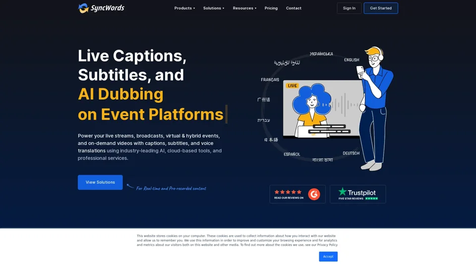 Captions & Translations for Live Media & VOD  | SyncWords