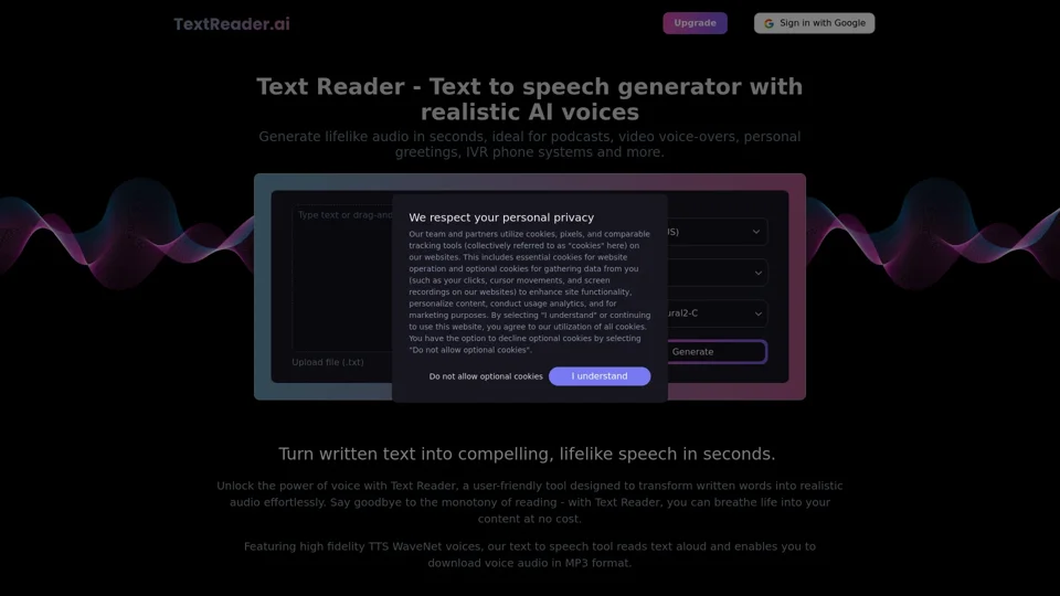 Text Reader - Free text to speech generator with realistic AI voices