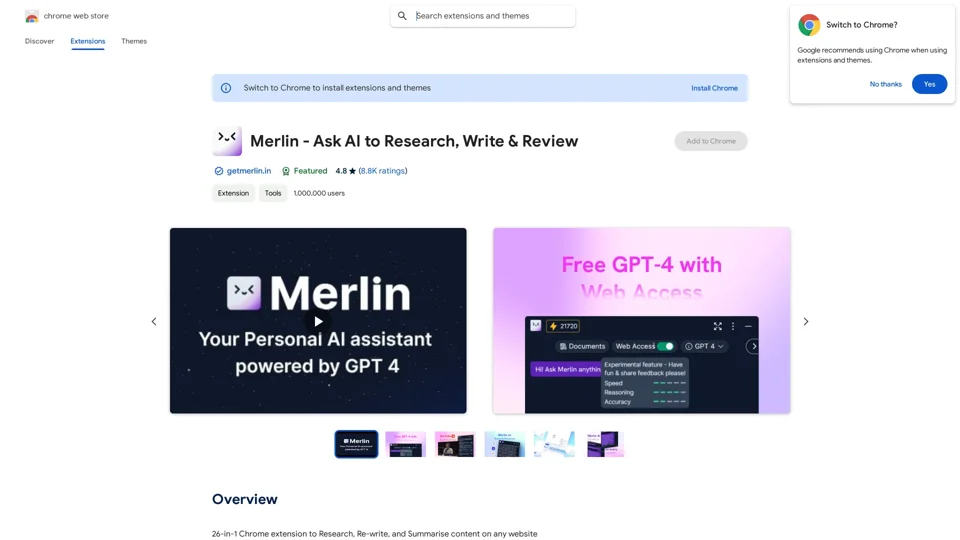 Merlin - Ask AI to Research, Write & Review - Chrome Web Store