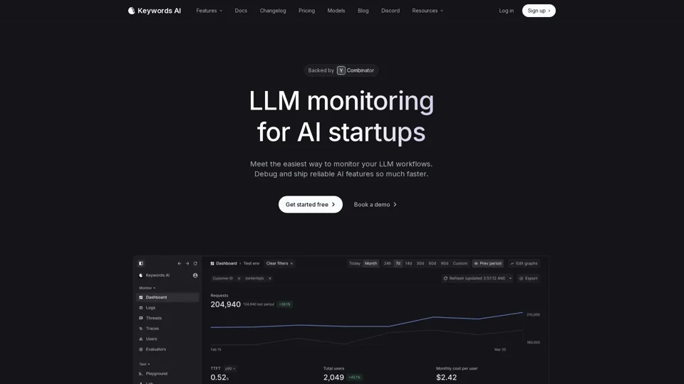 Keywords AI | #1 LLM Monitoring Platform for AI Startups
