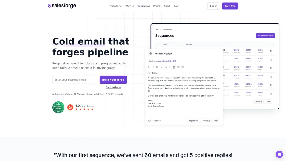 Salesforge | 10x Pipeline | Programmatic Cold Email