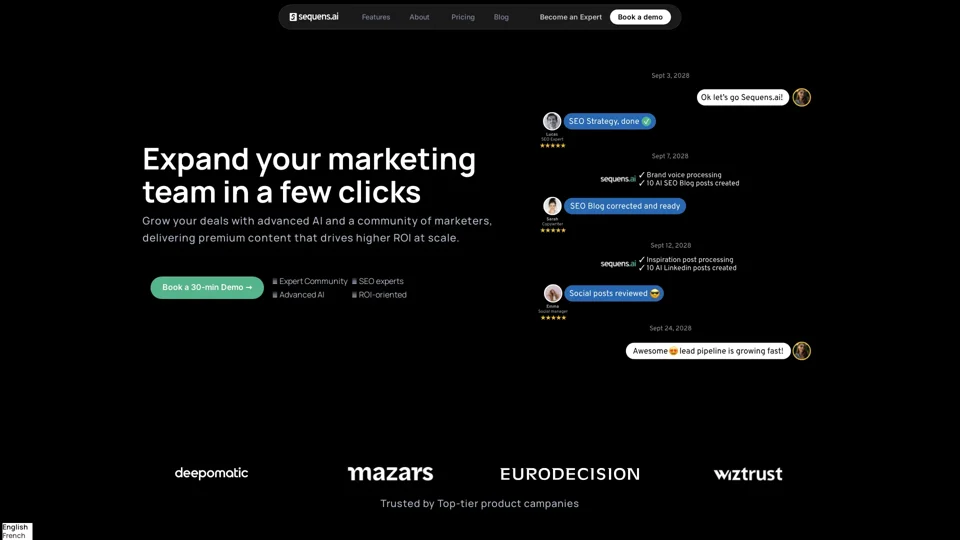 Sequens.ai - AI contents at scale checked by B2B marketers