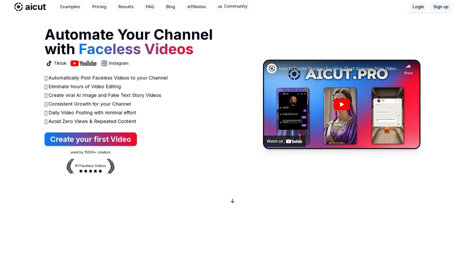aicut - Create short AI videos that grow your faceless channel
