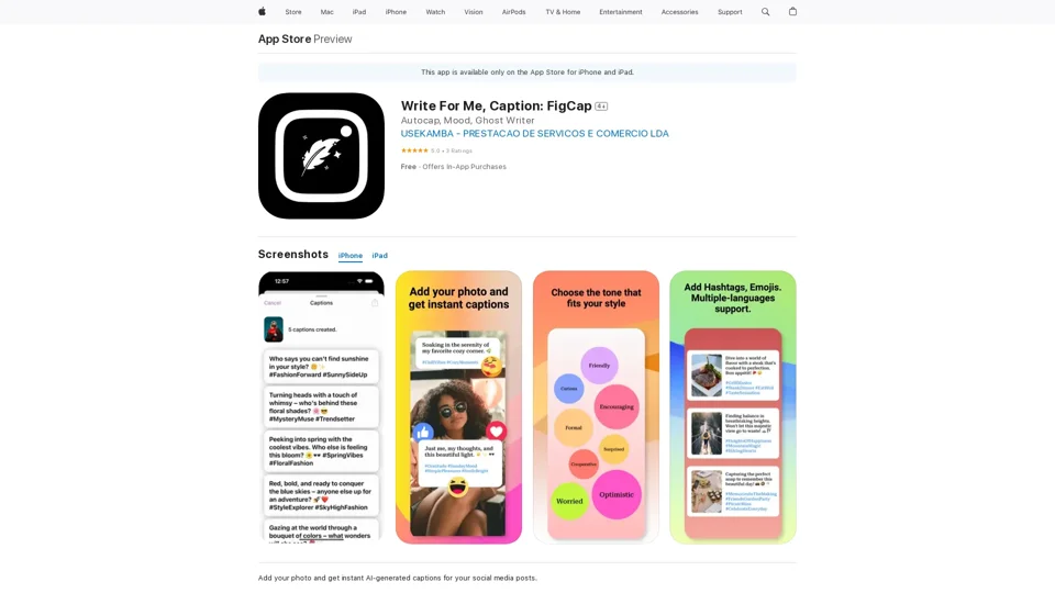 Write For Me, Caption: FigCap on the App Store