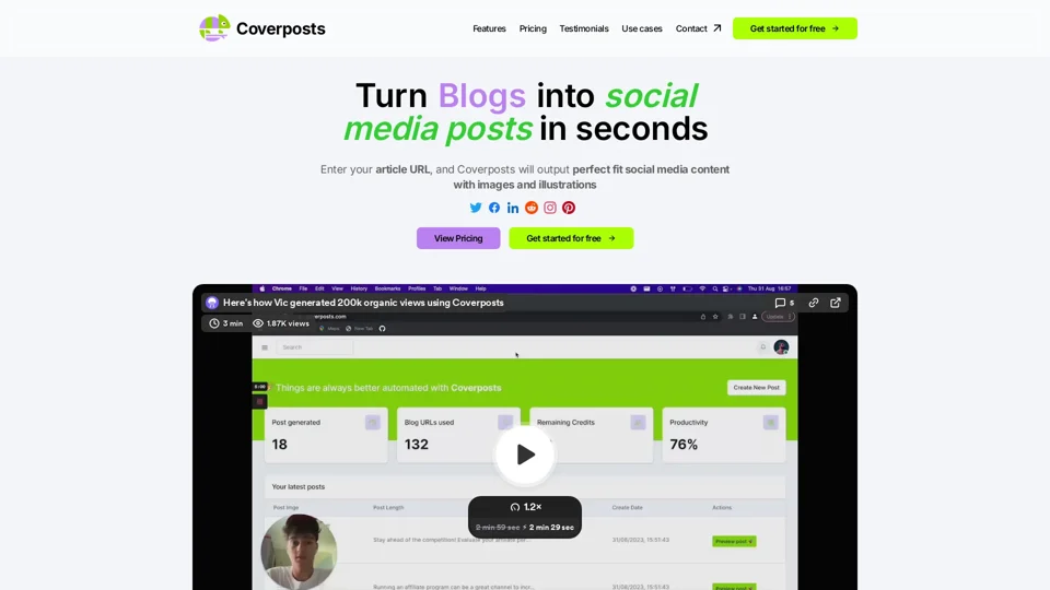 Coverposts - Turn your blog articles in social media posts in seconds 🚀