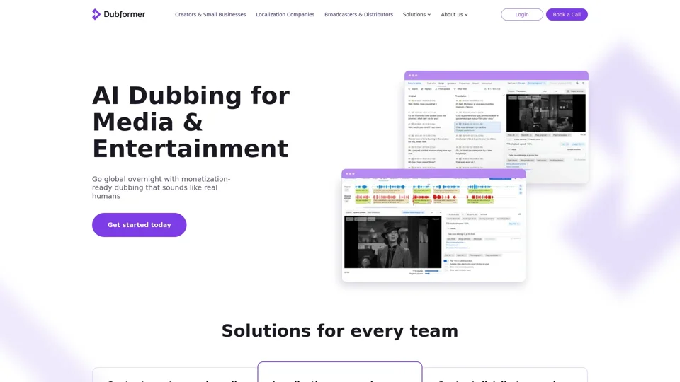 Dubformer - AI Dubbing and Voiceover for Media & Entertainment