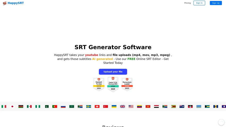 HappySRT | Generate Subtitles & Edit SRT Online Free