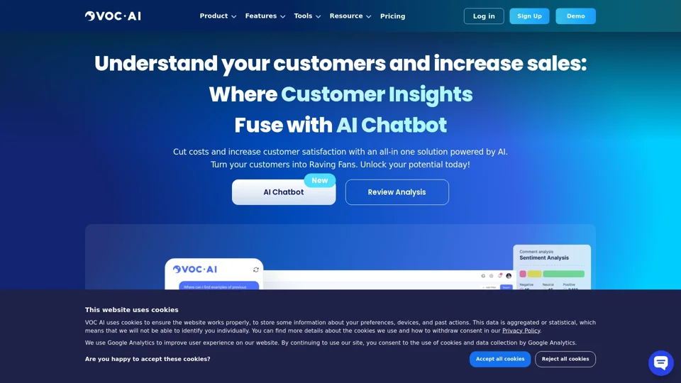 VOC AI | The Only Unified Customer Experience Mangement Platform: Where Customer Insights Fuse with AI Chatbot Excellence