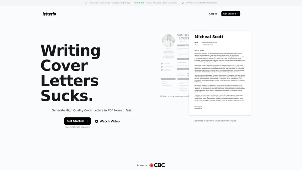 The #1 AI Cover Letter Generator - Letterfy