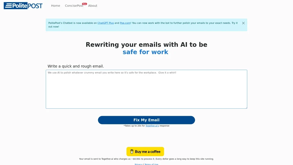 PolitePost.net | Rewriting your emails with AI to be professional