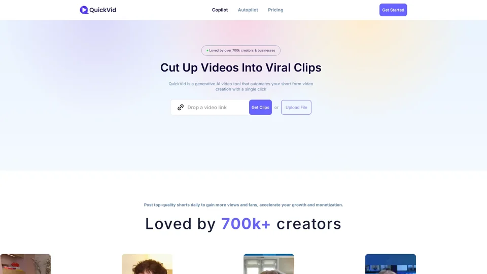 Instant AI Clip Generation | QuickVid
