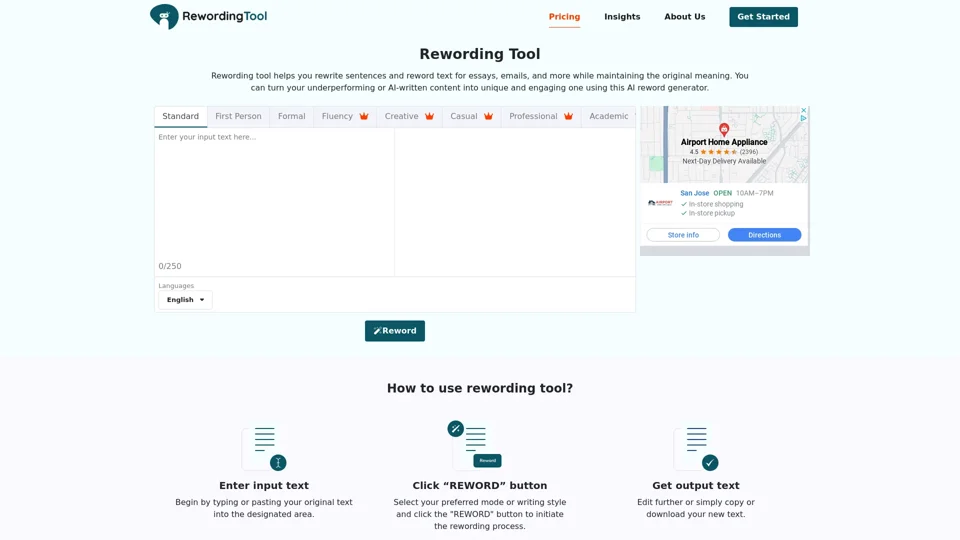 Rewording Tool - Free AI Reworder Online