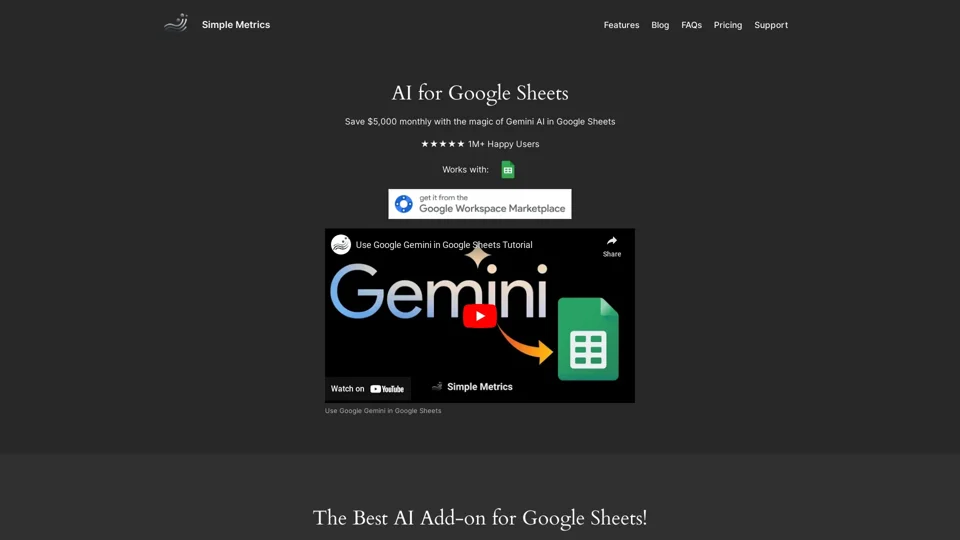 Simple Metrics - The Best AI Add-on for Google Sheets!