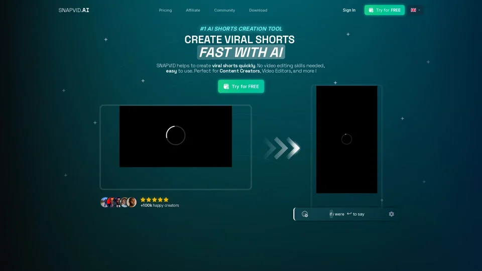 SNAPVID.AI™ | #1 Viral Shorts AI - Create Viral Shorts Fast With AI