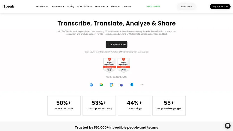 Transcribe, translate, and analyze with AI - Try Speak free today