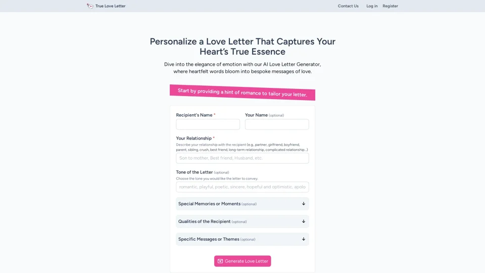 True Love Letter | AI Love Letter Generator