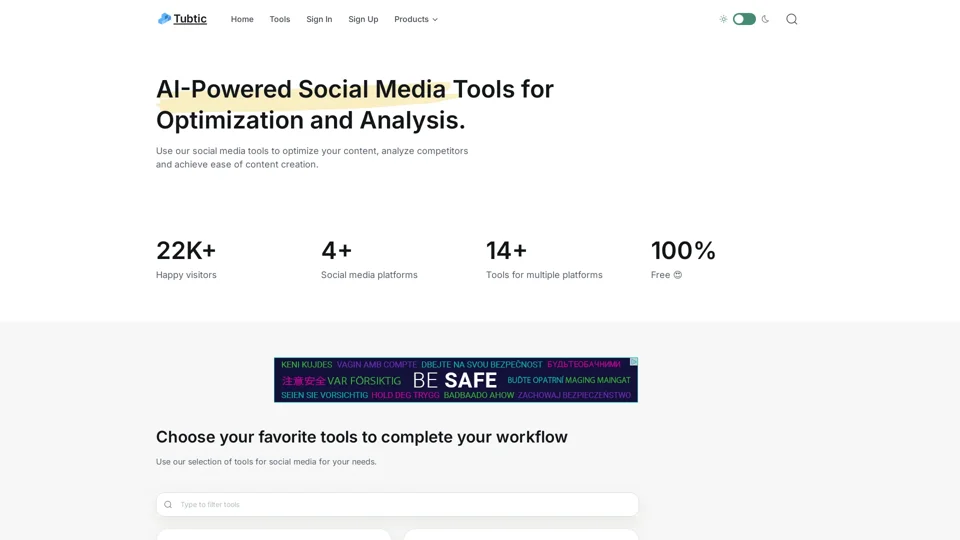 AI-Powered Social Media Tools Assistant - Tubtic