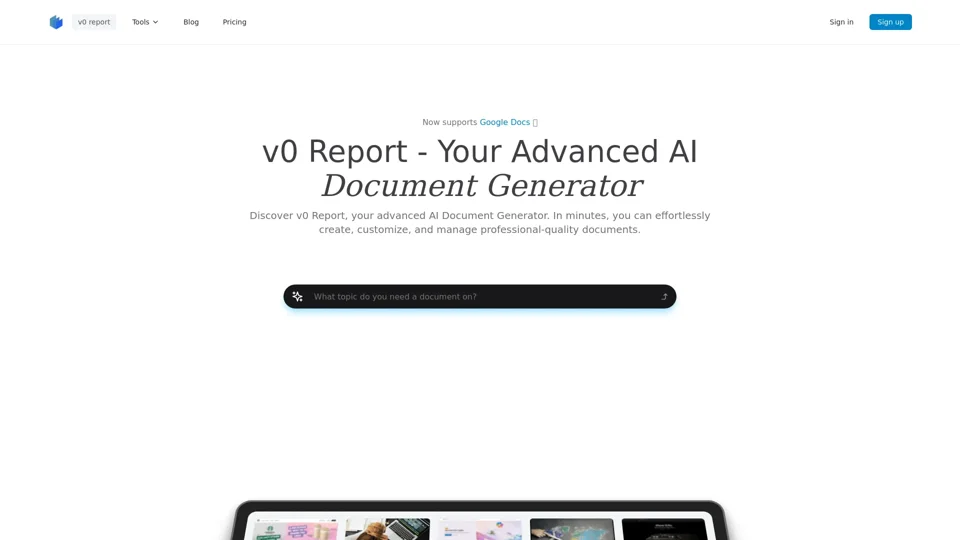 v0 report - Unleash the Power of Automated Report Generation