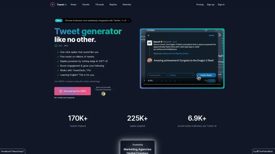 Smart AI Tweet Generator - inspire your tweets in seconds