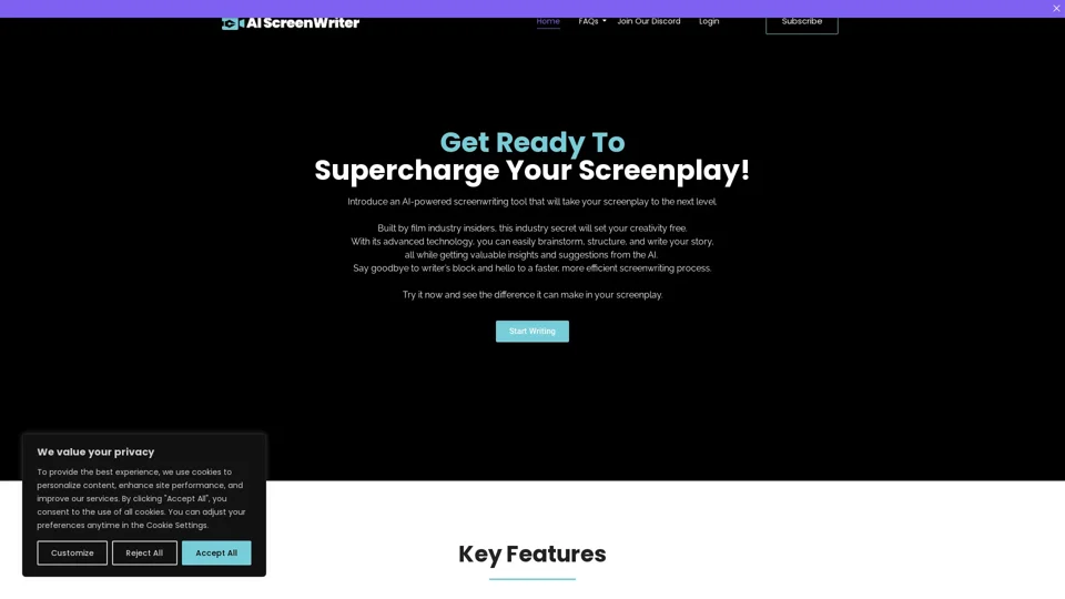 AI Screenwriting Tool | Write your next film script, story outline or character sheet