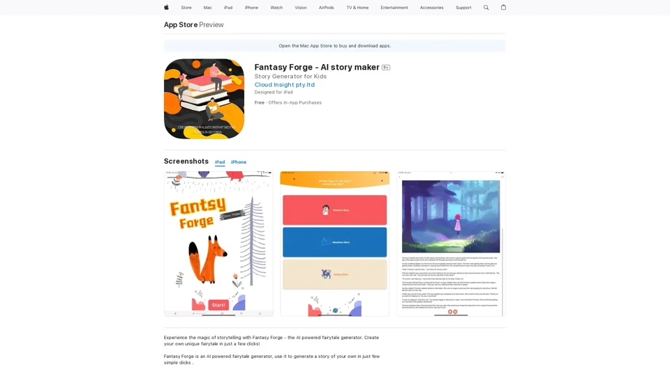 Fantasy Forge - AI story maker on the App Store