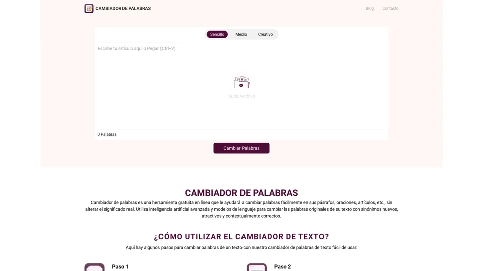 Cambiador De Palabras - Reescribir textos 100% Gratis