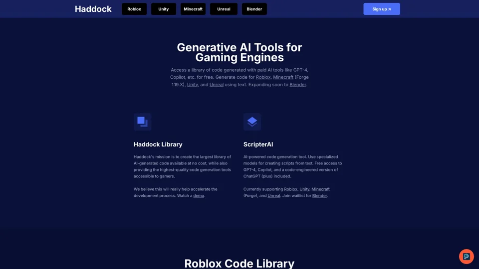 Haddock - Generative AI Tools for Gaming Engines | Search AI-Generated Code for free from GPT-4, Copilot, etc.