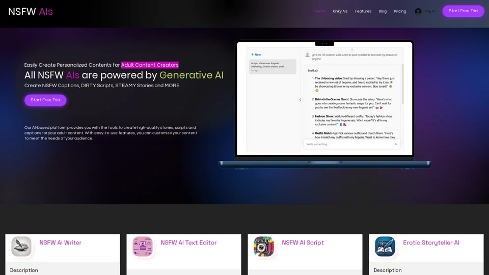 NSFW AIs | Create Adult Content Scripts with AI