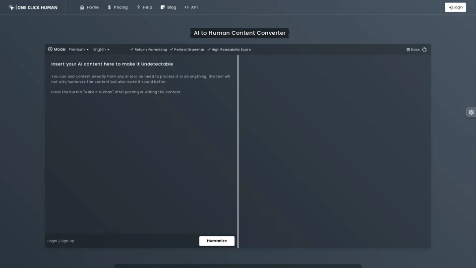 Free AI to Human Content Converter - No Errors | OneClickHuman