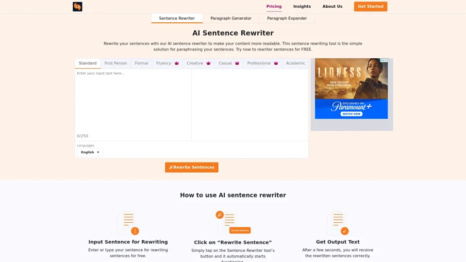 AI Sentence Rewriter