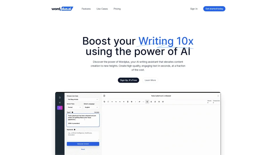 Wordplus.ai | AI Text Generator | AI Copywriter Tool